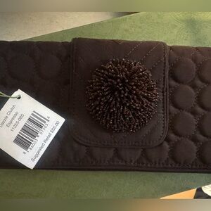 NEW Vera Bradley Expresso Brown Quilted Dazzle Clutch bag handbag sequin‎ detail